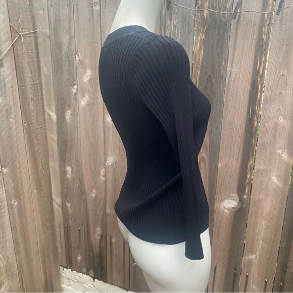 WHISTLES Button Detail Ribbed Sweater in black size - Picture 10 of 11